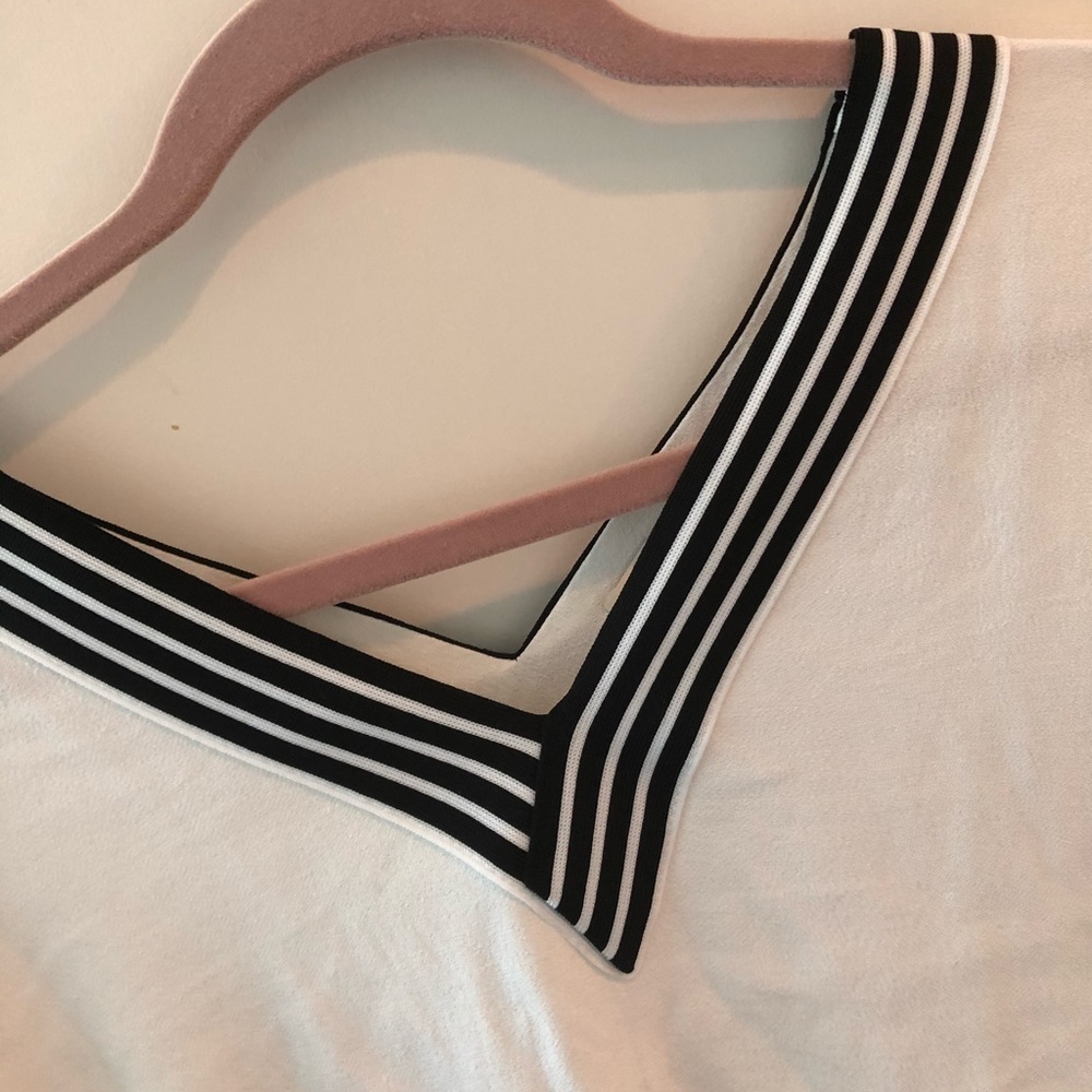 Maje Lorni Crepe V Neck Top In Ecru - Picture 6 of 14